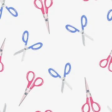Scissors seamless pattern. School supplies. Perfect for hobbies, needlework,  Stock Illustration
