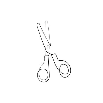 Scissors, shears in one line drawing style. Stock Illustration