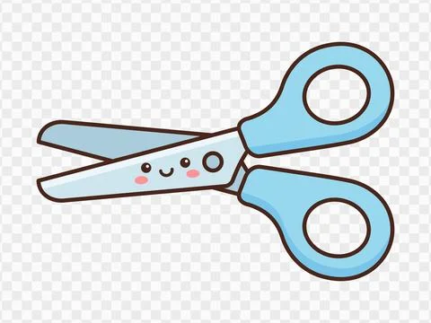 Scissors with smiling face vector illustration Cute kawaii for stationery a.. Ilustración de archivo