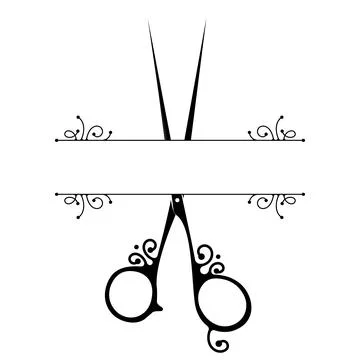 Scissors stylist and frames with a pattern. Design for beauty and hair salon Stock Illustration