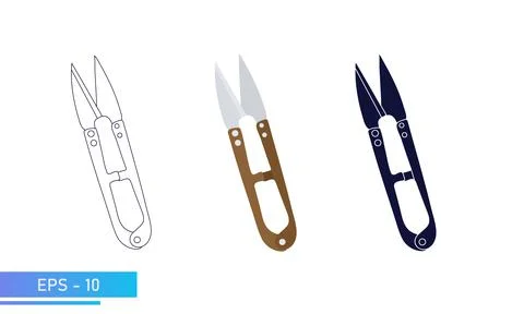 Scissors for a tailor or shoemaker. Items for the tailor shop. Vector Stock Illustration