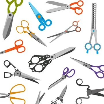Scissors for tailors, barbers vector pattern. Illustration of thinning scissors Illustrazione stock