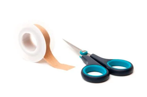 Scissors with tape Stock Photos