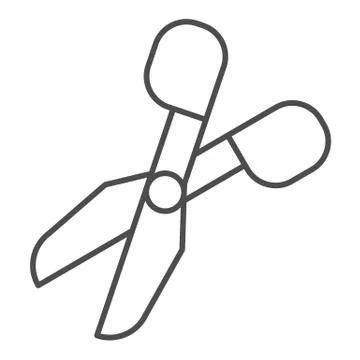 Scissors thin line icon. Opened shears symbol, outline style pictogram on white Stock Illustration
