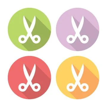Scissors Tool Flat Icons Set Stock Illustration