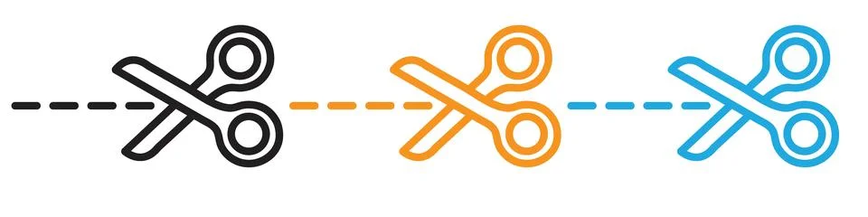Scissors trim cut icon vector logo set collection for web app ui Illustrazione stock