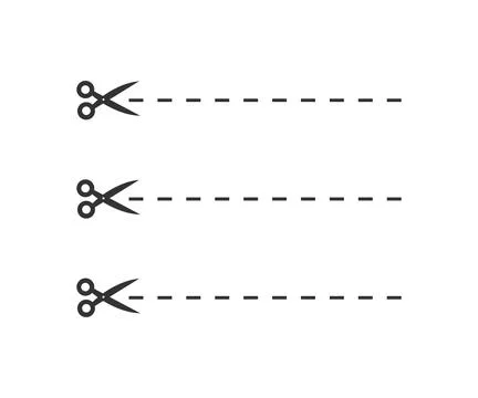 Scissors, trim line icon. Cut paper illustration symbol. Sign snip page vecto Stock Illustration