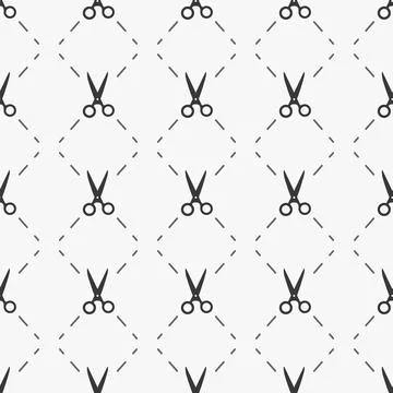 Scissors vector icon seamless pattern, tiling ornament on white. Stockillustratie