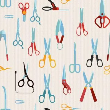 Scissors vector seamless pattern Stock Illustration