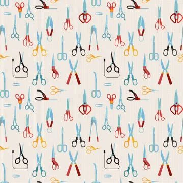 Scissors vector seamless pattern Stock Illustration