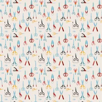 Scissors vector seamless pattern Stockillustratie