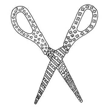 Scissors vector zen tangle. Shear coloring book. Stock Illustration