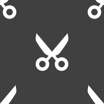 Scissors web icon. flat design. Seamless pattern. Illustrazione stock