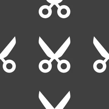 Scissors web icon. flat design. Seamless pattern. イラスト素材