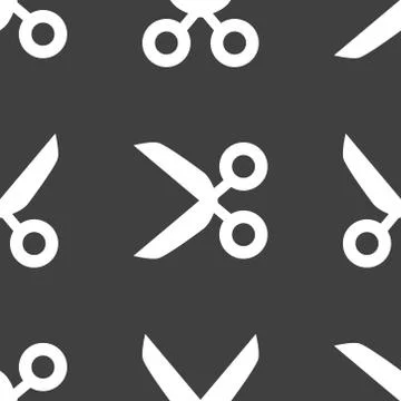 Scissors web icon. flat design. Seamless pattern. 스톡 일러스트