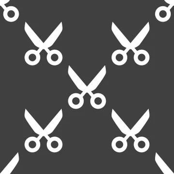 Scissors web icon. flat design. Seamless pattern. Stockillustratie