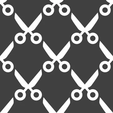 Scissors web icon. flat design. Seamless pattern. イラスト素材