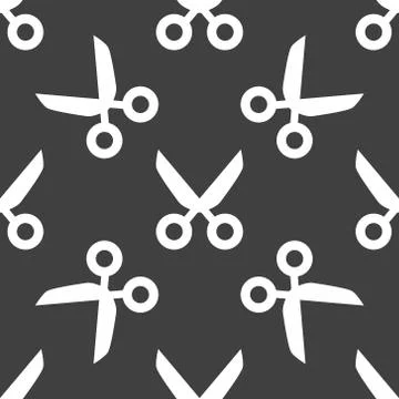 Scissors web icon. flat design. Seamless pattern. イラスト素材