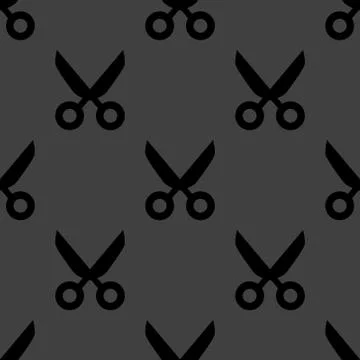Scissors web icon. flat design. Seamless pattern. Stock Illustration