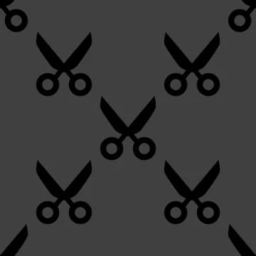 Scissors web icon. flat design. Seamless pattern. Illustrazione stock