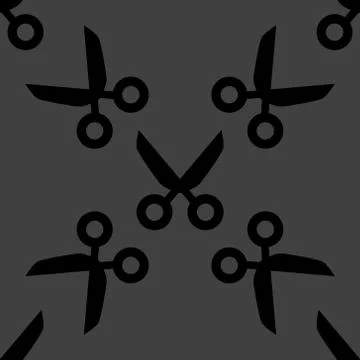 Scissors web icon. flat design. Seamless pattern. Illustrazione stock