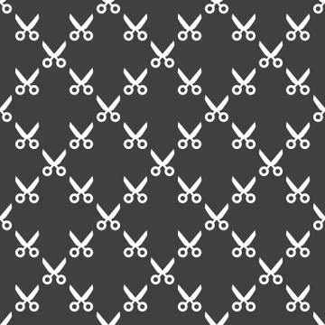 Scissors web icon. flat design. Seamless pattern. Illustrazione stock
