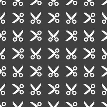 Scissors web icon. flat design. Seamless pattern. Stock Illustration
