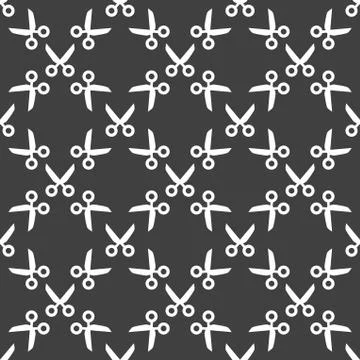 Scissors web icon. flat design. Seamless pattern. Stock Illustration
