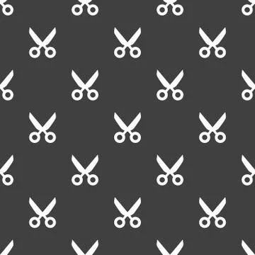 Scissors web icon. flat design. Seamless pattern. Illustrazione stock