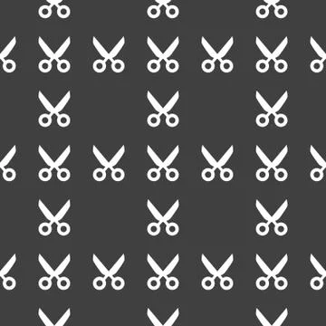 Scissors web icon. flat design. Seamless pattern. Stock Illustration