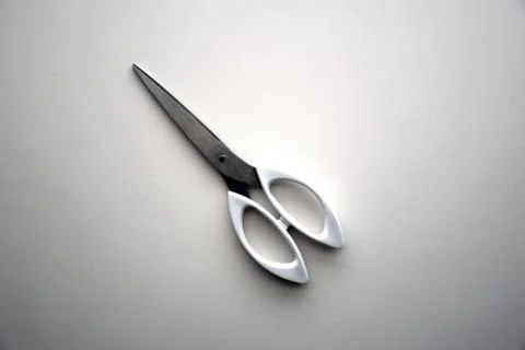 Scissors with white handle  Stock-Fotos