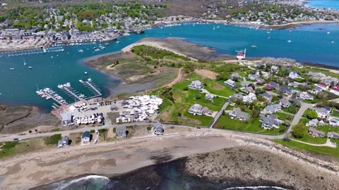 Scituate Harbor aerial view, Scituate, MA, USA Vídeos de archivo 331833859