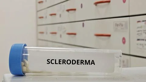 SCLERODERMA treatment tablets used to manage autoimmune fibrosis and skin Fotos Stock