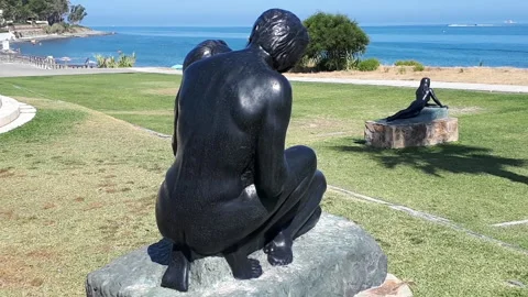 Sclpture park--speed boats pass by 動画素材 158217341