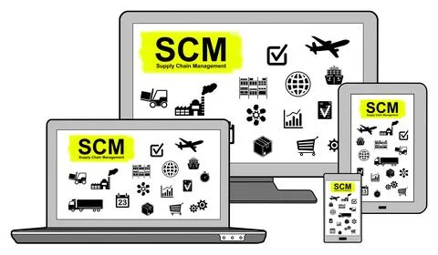 Scm concept on different devices Stock Illustration