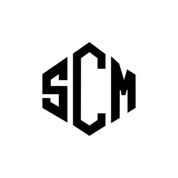 SCM letter logo design with polygon shape. SCM polygon and cube shape logo .. Stock Illustration