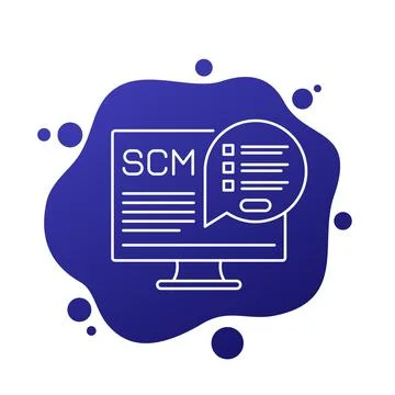 SCM software icon, Supply chain management line vector Stock Illustration