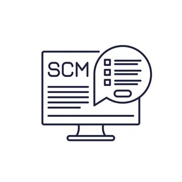 SCM software line icon, Supply chain management 스톡 일러스트