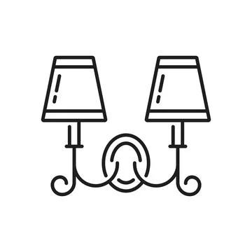 Sconce lamp, wall light line icon, vintage lantern Stock Illustration