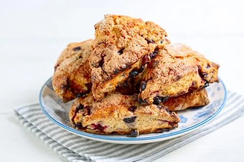 Scones with berries close-up. Stock Photos