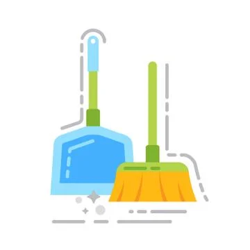 Dustpans brooms mops cleaner supplies Royalty Free Vector