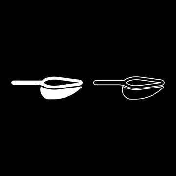 Scoop for bulk products tableware utensil set icon white color vector illus.. Stock Illustration
