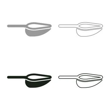 Scoop for bulk products tableware utensil set icon grey black color vector .. Stock Illustration