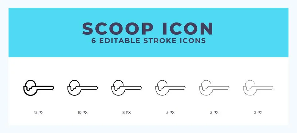 Scoop icon set with different stroke. Design elements for logo. Vector illu.. Stock Illustration