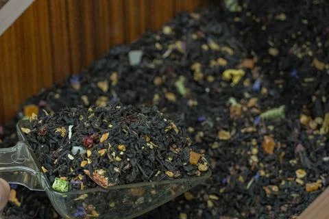 Scoop with Loose Leaf Tea Blend Stock Photos