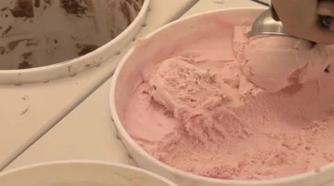 Scoop out ice cream Stock Footage