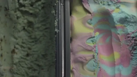 Scooping ice cream Rainbow with a spoon Stock Footage 120020792