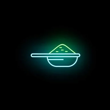 Scooping laundry detergent powder neon glowing icon Stock Illustration