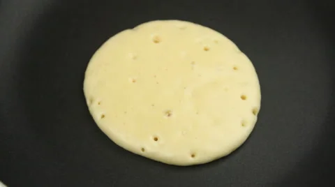 Scooping Mixture Into Pan Then Cooking Pancake 스톡 동영상 48343770