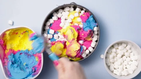 Scooping Rainbow Ice Cream Stock Footage 87771260
